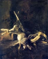 Two Rabbits with Game Bag and Powder Flask