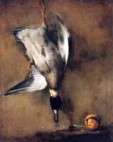 A Mallard Drake Hanging on a Wall and a Seville Orange