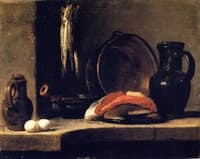 A Pitcher, Two Eggs, a Casserole, Three Herrings, a Copper Pot, A Slice of Fish and a Jug