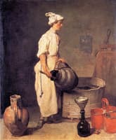 A Cellar Boy Cleaning a Large Jug