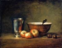 Three Apples, Two Chestnuts, Bowl and Silver Goblet