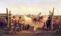 Vaqueros in a Horse Corral