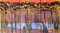 Design for a Screen: Figures by a Lake