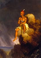 A Solitary Indian, Seated on the Edge of a Bold Precipice