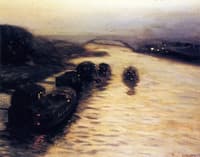 Bridge and Barges on the River