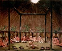 Interior View of the Medicine Lodge, Mandan O-kee-pa Ceremony