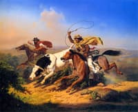 Vaqueros Roping a Steer