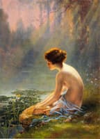 Seated Nude at Lily Pond