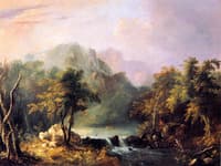 Canoeing by the Rapids at Twilight