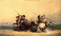 Two Indians Killing a Buffalo