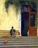The Artist's Father and Son on the Doorstep of His House