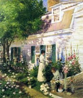 Among the Hollyhocks