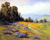 Northern California Landscape with Poppies and Lupines