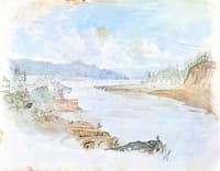 Falls of the Willamette from Oregon City, Oregon Territory
