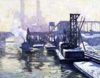Winter Industrial Landscape on the Chicago River