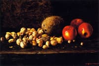 Untitled Still Life with Nuts, Coconut and Apples