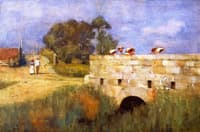 Fieldworkers Crossing a Bridge