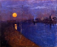 River Landscape by Moonlight
