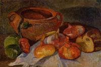 Still Life: Pit, Onions, Bread and Green Apples