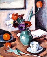 Flowers in a Green Vase