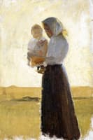 Young Woman with Her Child on Her Arm