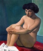 Nude Young Woman, Seated on a Red Rug