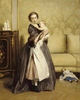 Jeune mere et ses enfants dans un salon