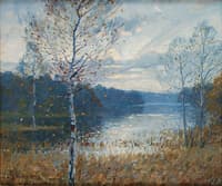 Sunny autumn day at the lake