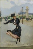 Elegante devant le Grand Palais sur le Pont Alexandre III
