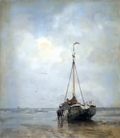 Buff-bowed Fishing Boat on the Beach at Scheveningen