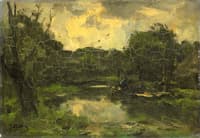 Landschap met schuit