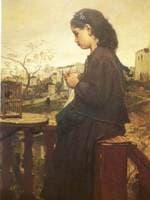 Girl Knitting on a Balcony in Montmartre