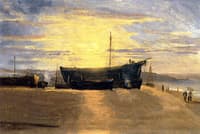 Sunset, Hastings: Beached Fishing Vessels