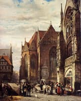 Many Figures On The Market Square In Front Of The Martinikirche Braunschweig