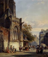Town square before a church: A capriccio