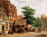View in a street, Culemborg, with a blacksmith at work