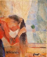 Woman Combing Her Hair