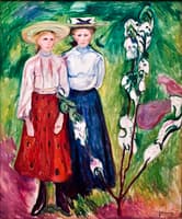 Two Girls under a Apple Tree in Bloom