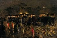 Horse Trams on Dam Square in Amsterdam at Night