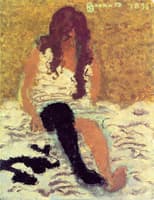 Woman Pulling on her Stockings