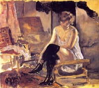 Young Woman Seated on a Chaise Lounge