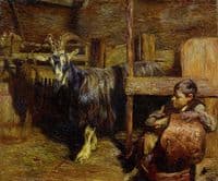 In the goat barn