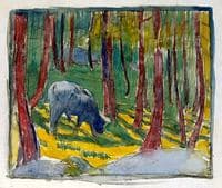 Cow grazing in the forest