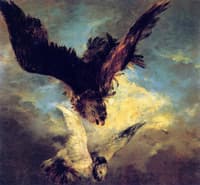 Falcon Swooping on a Dove