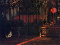 Church Interior with Woman at Prayer, before a Rococo Iron Grille