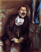 Man Yawning in a Train Compartment