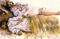 Two Dead Soldiers Laid out on Straw