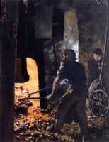 Self Portrait with Worker near the Steam-hammer