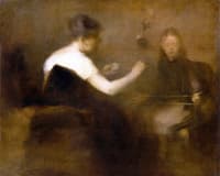 Winding Wool, The Artist's Wife and Daughter