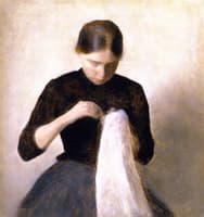 Young Girl Sewing. Anna Hammershoi, the Artist's Sister